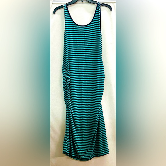 Liz Lange Maternity Tank Top Tube Dress sz Medium, Navy and Aqua Stripes - Picture 5 of 5